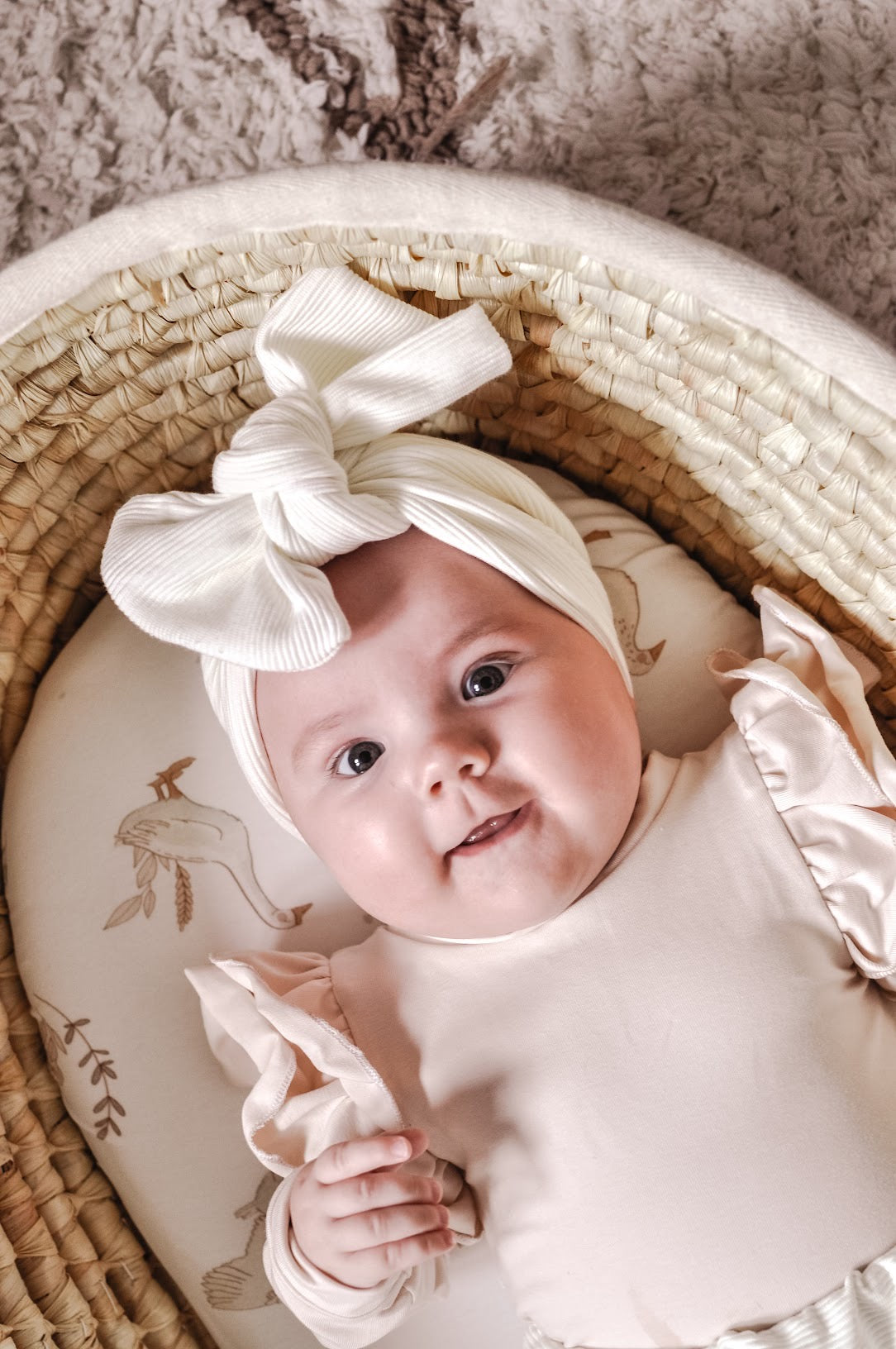 Petiteaude Creamy White Boho Bow Headband, Cream White