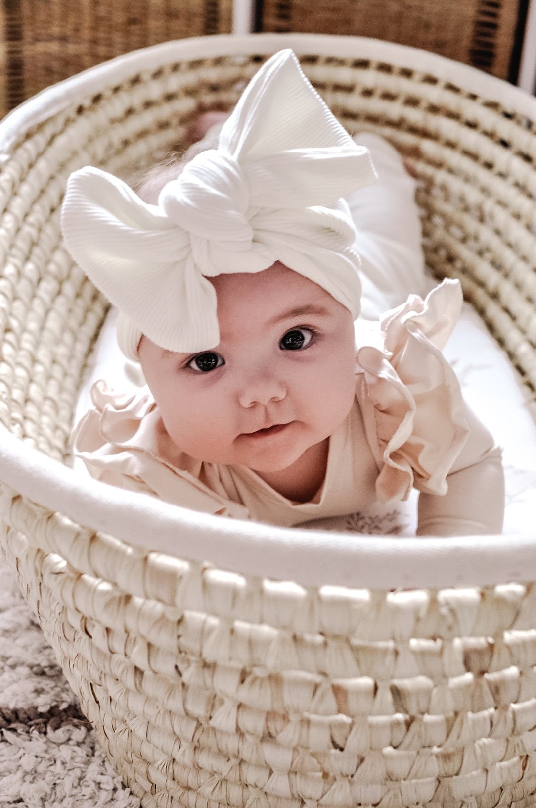 Petiteaude Creamy White Boho Bow Headband, Cream White