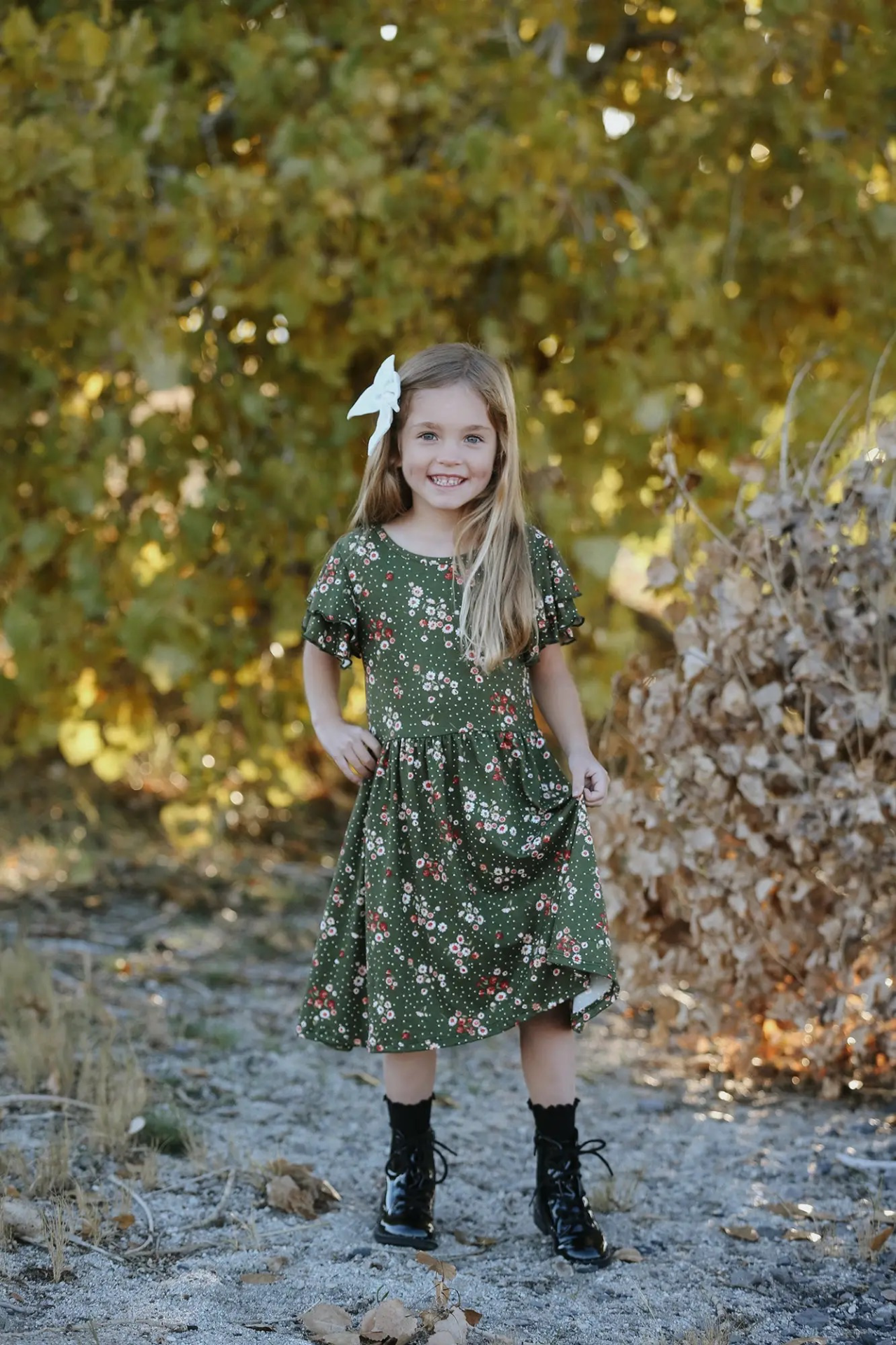 Woodmouse & Thistle Sophie Olive Floral Dress, Mini