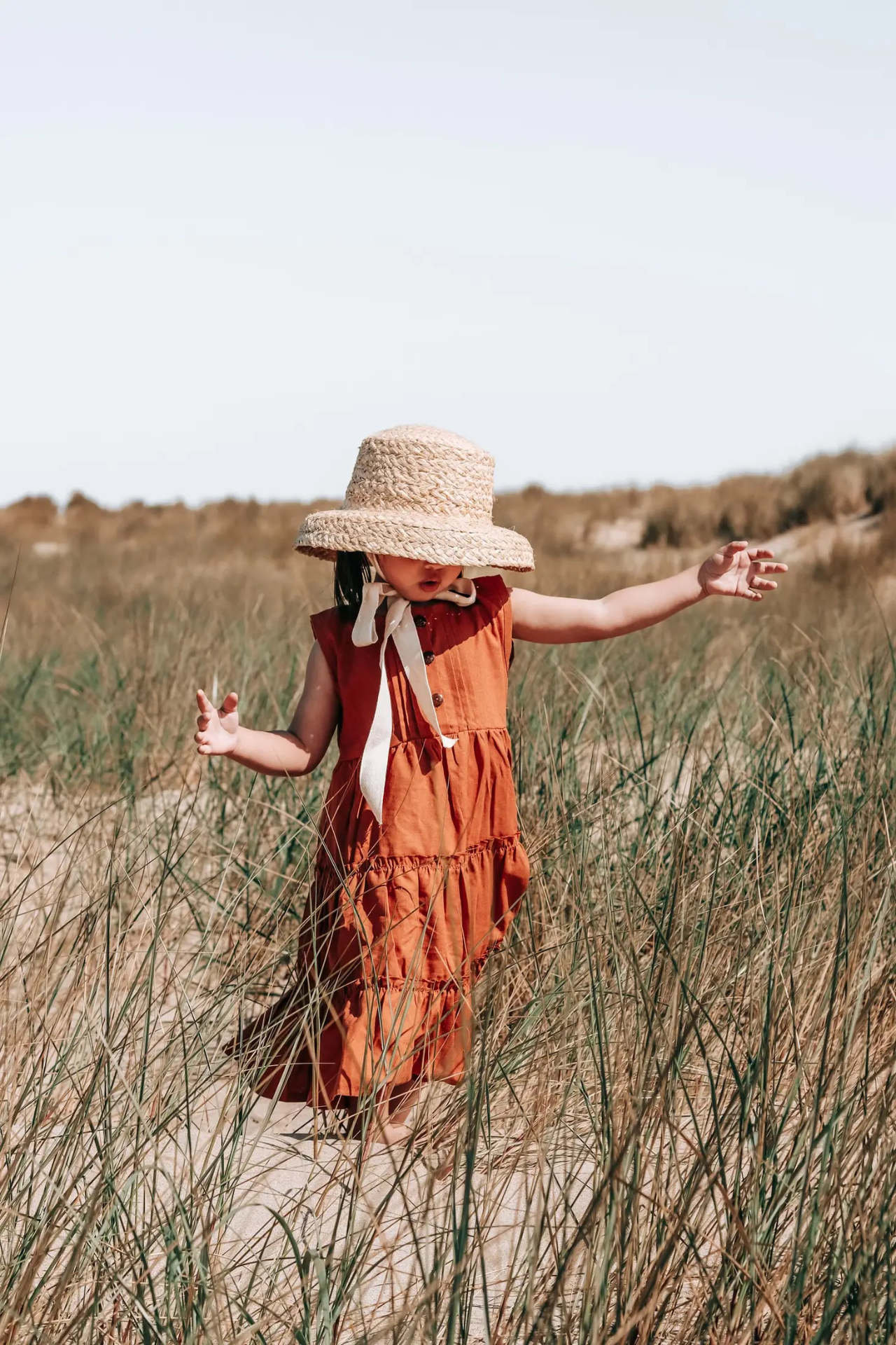 La Olivia Kids Isabella Dress, Beige or Terracotta