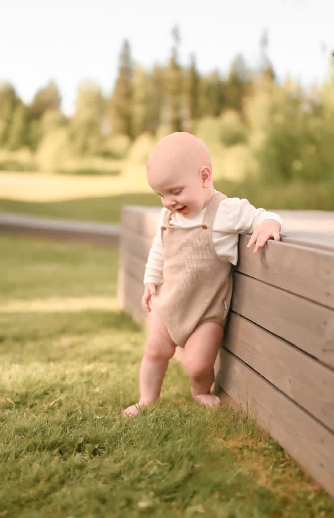 Liliput Suspender Romper Set, Beige