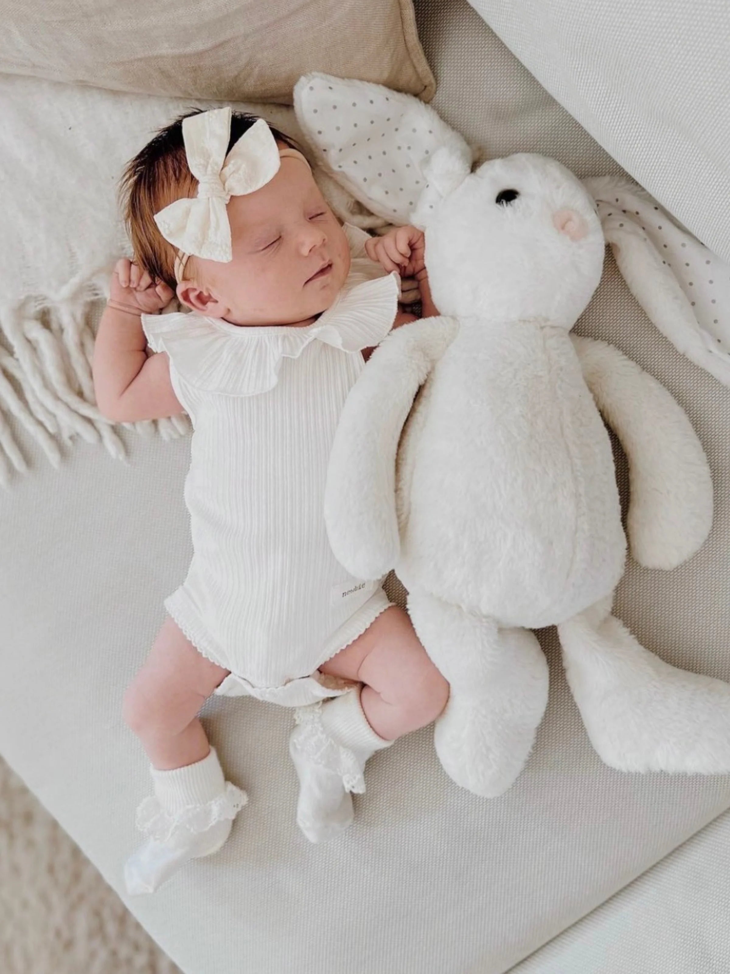 Liv & Loke Ester Bow -rusettipanta, Natural Embroided