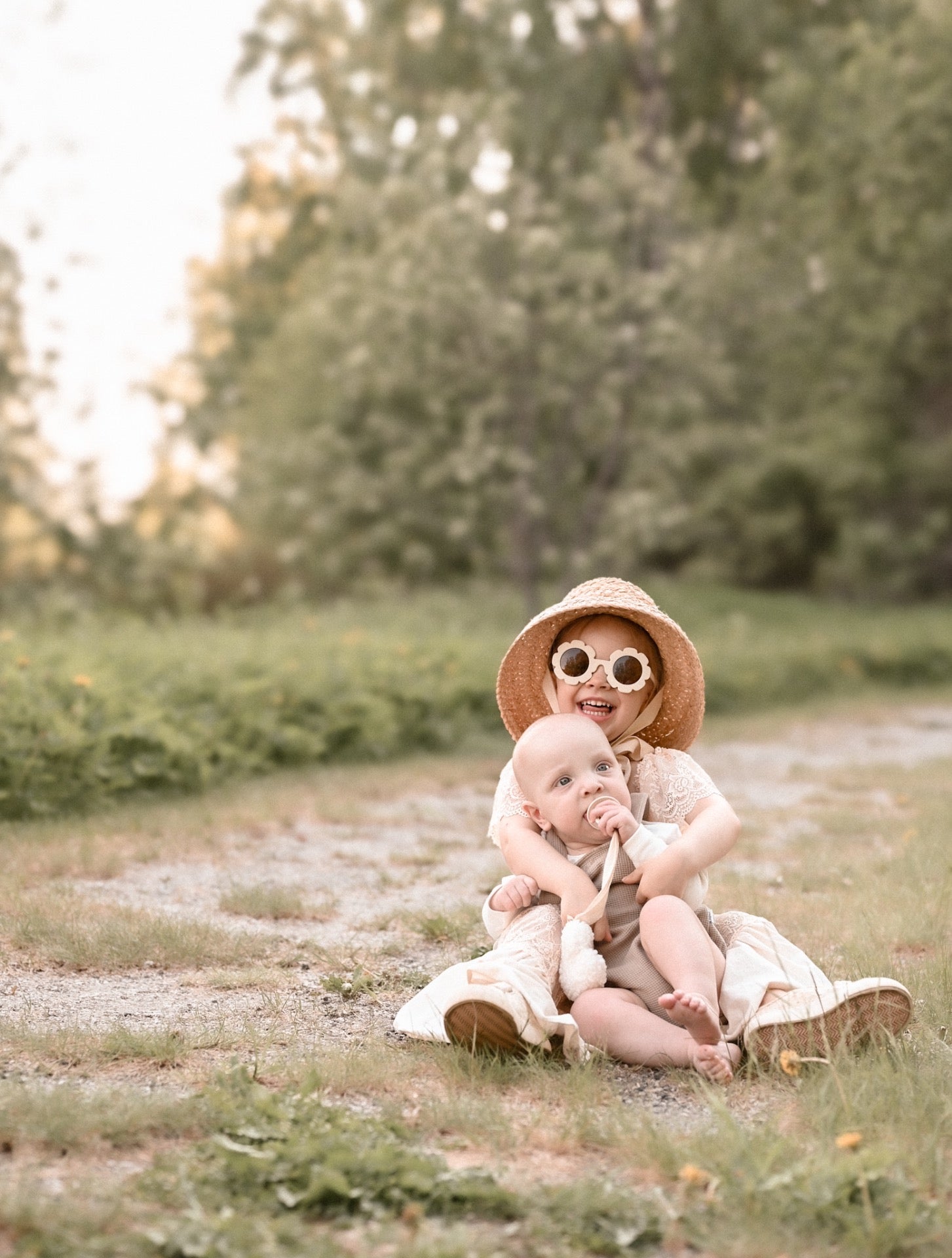 Liliput Suspender Romper Set, Beige