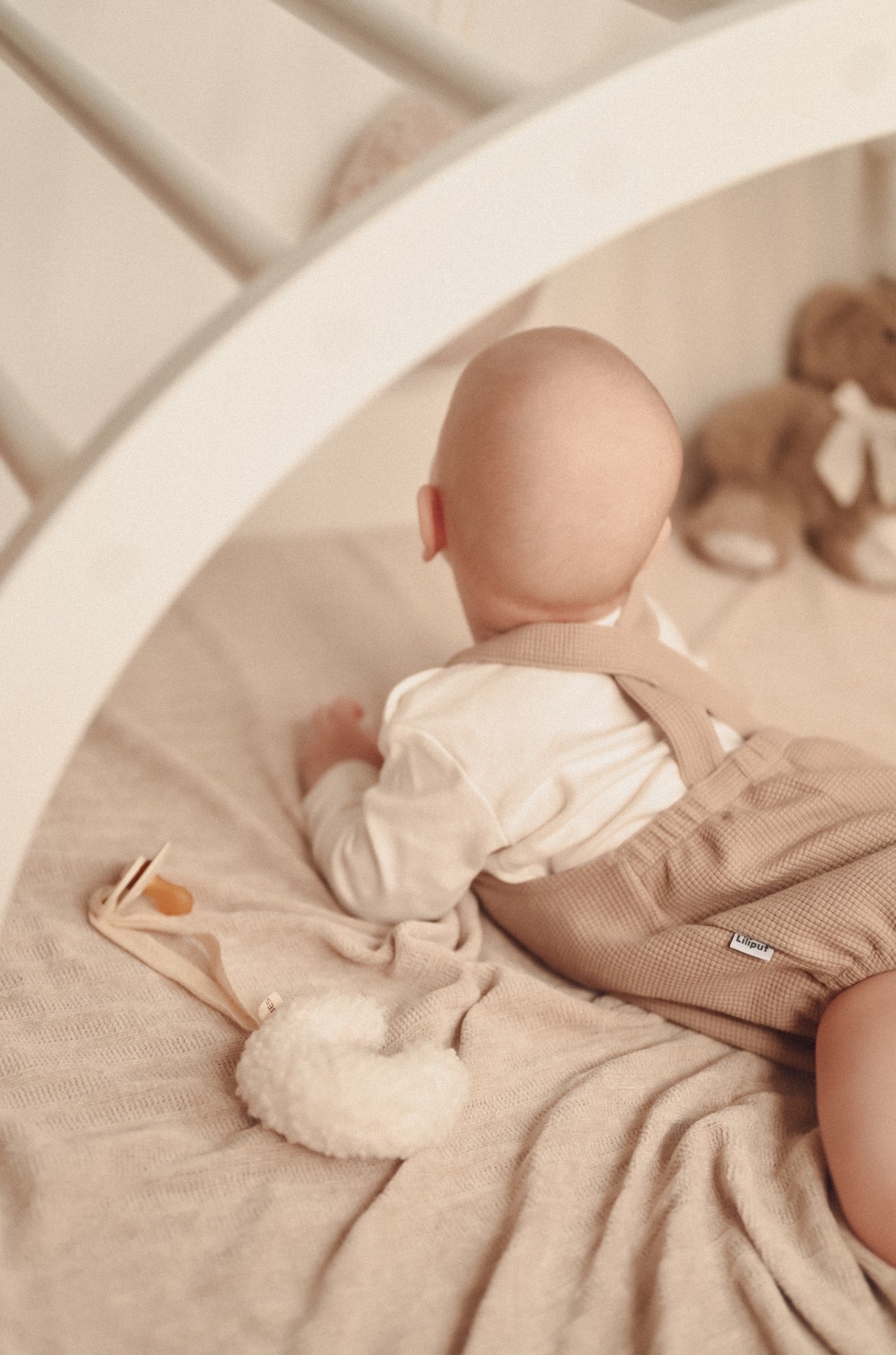 Liliput Suspender Romper Set, Beige