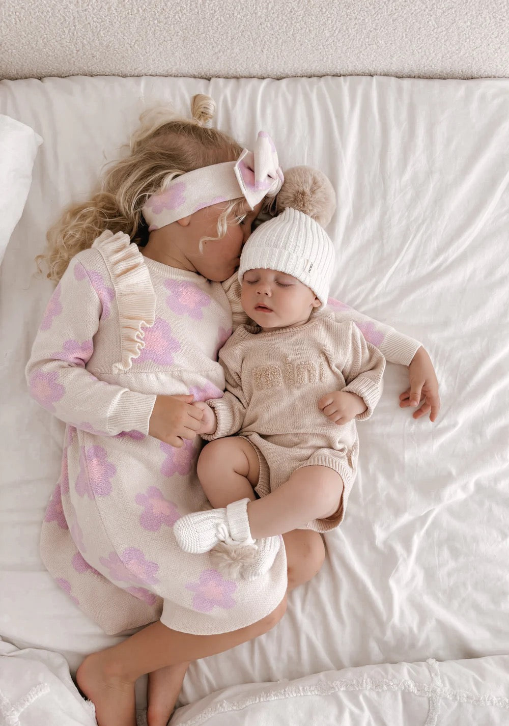Indigo Dreams Mini Boucle Romper, Oat