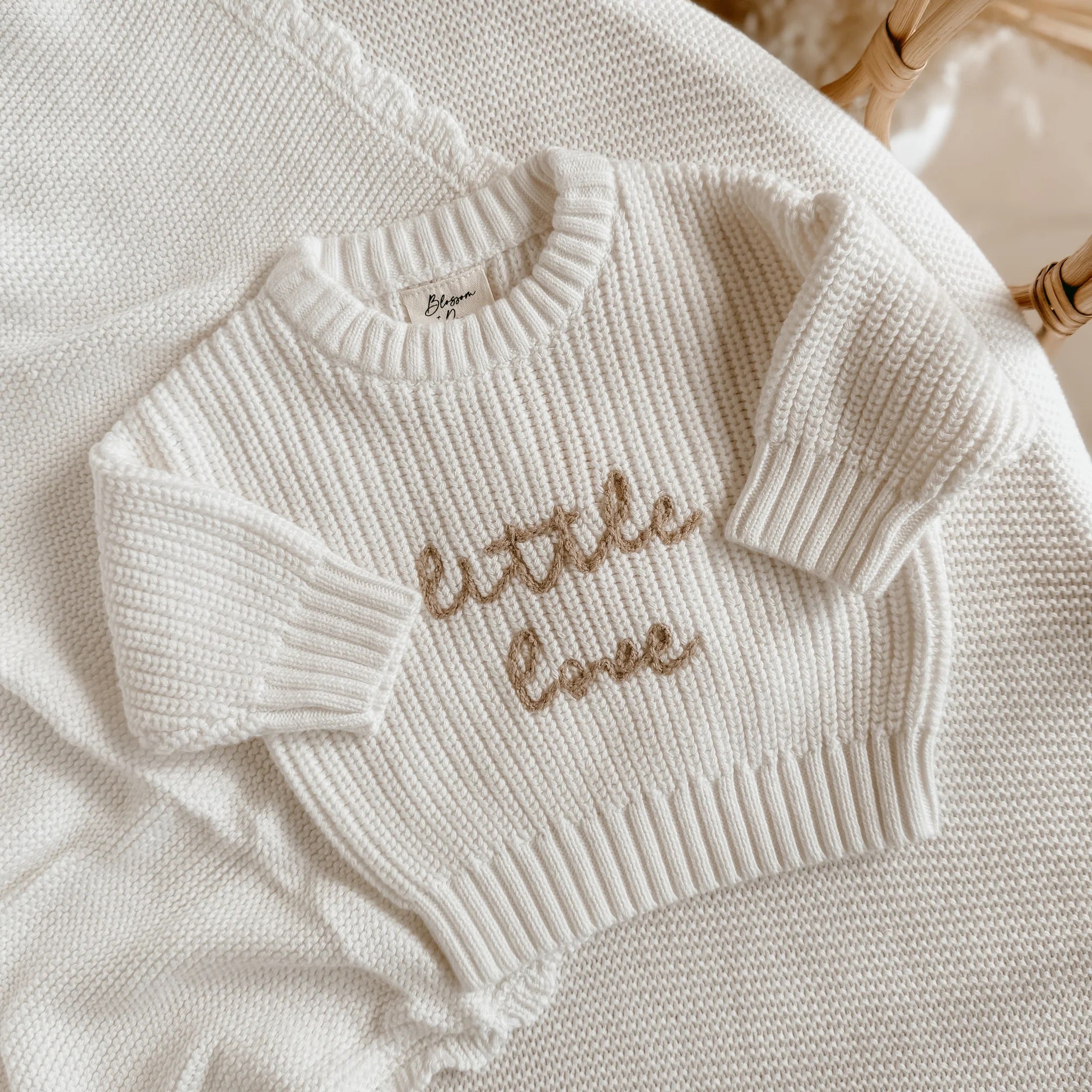Blossom & Pear "Little Love" baby sweater, Milk