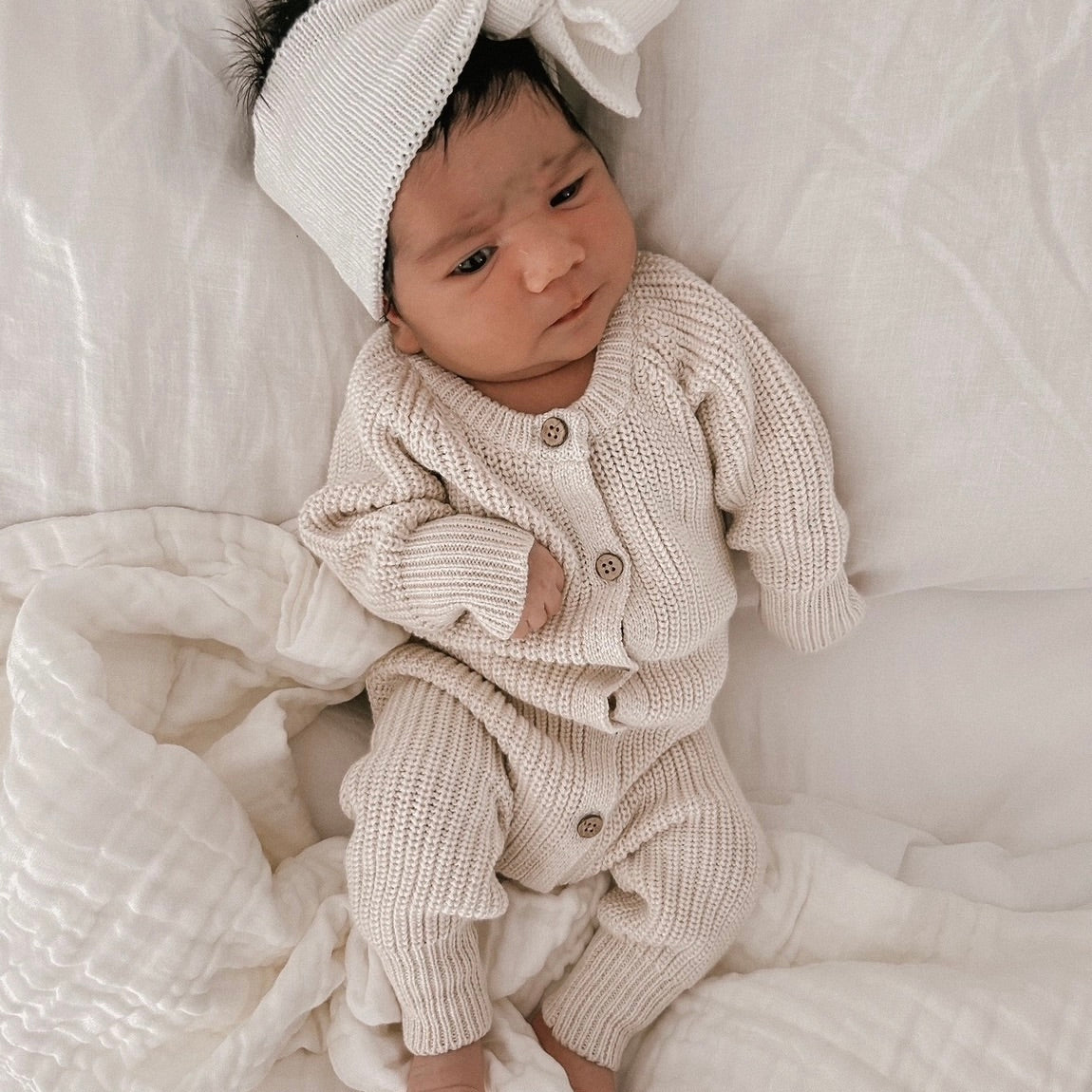 Petite + Co Everyday Ribbed Romper, Light Beige
