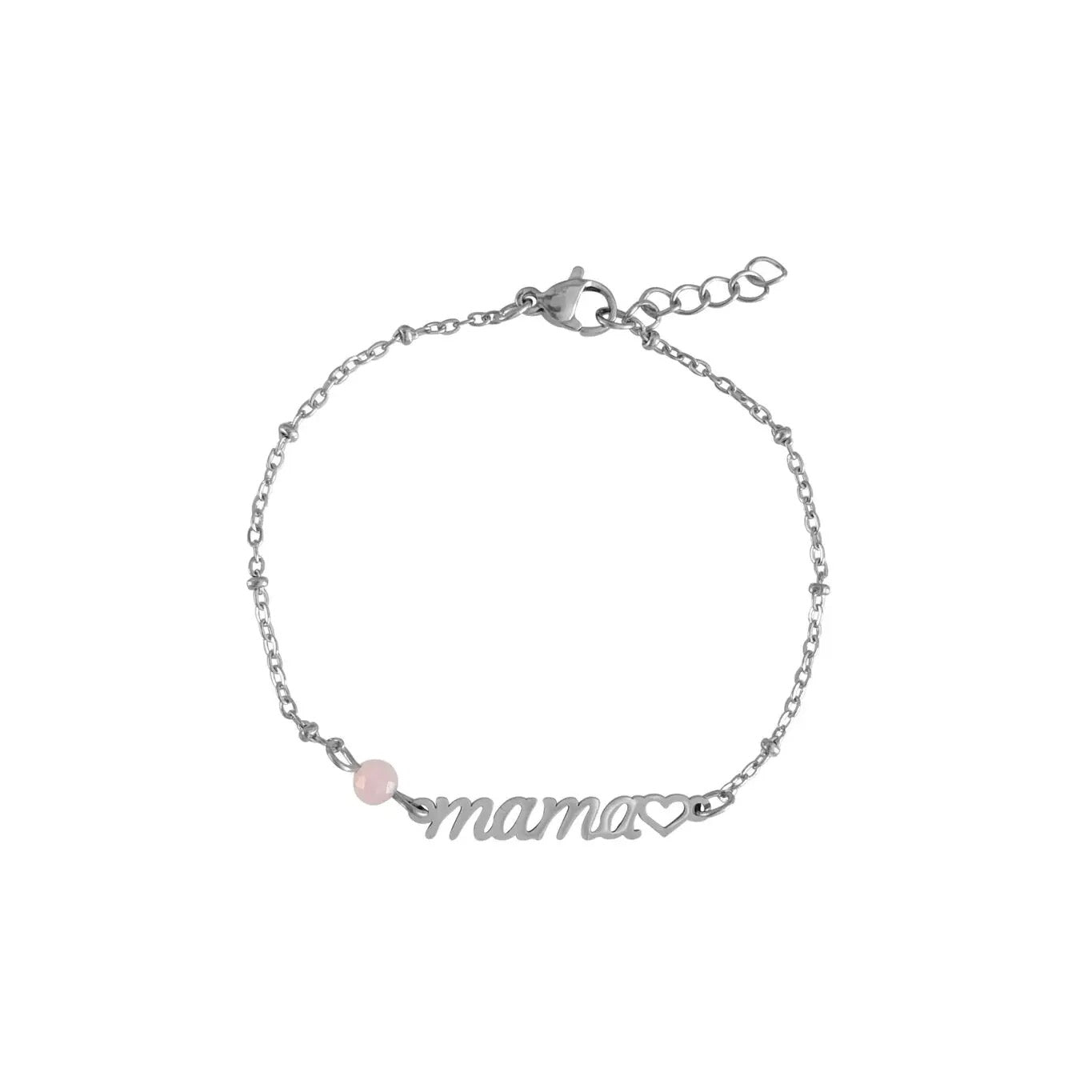 Saint Clairmont Mama & Rose Quartz Bracelet, Silver
