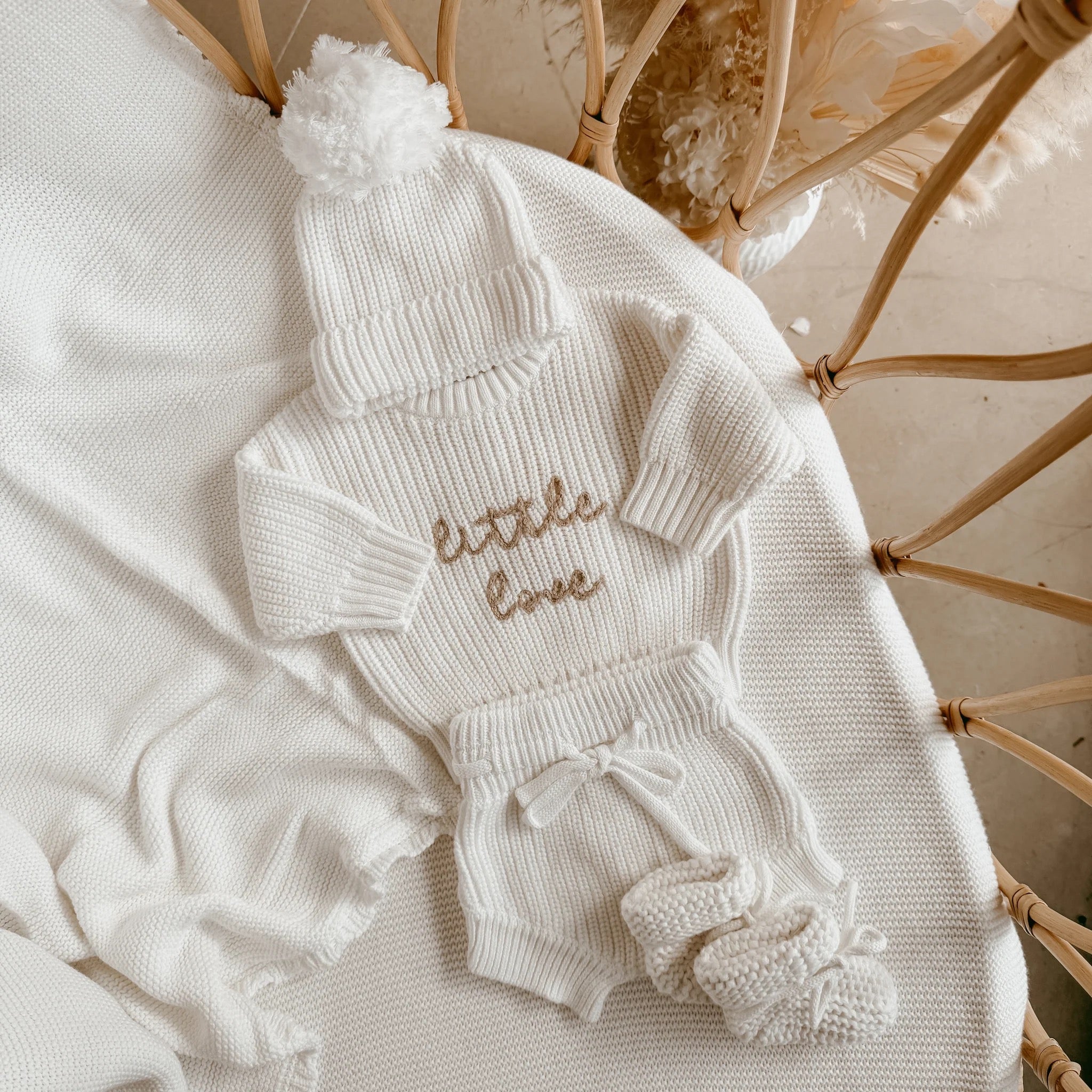 Blossom & Pear "Little Love" baby sweater, Milk