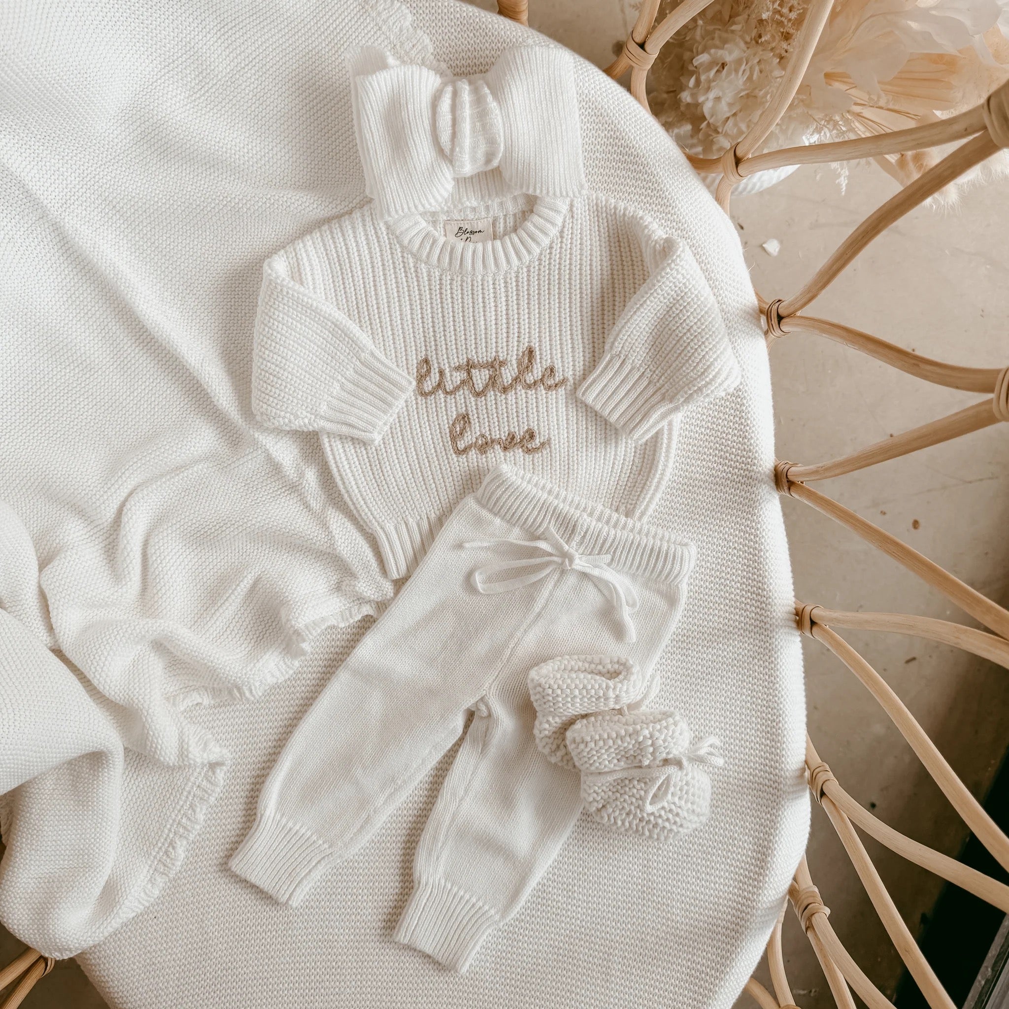 Blossom & Pear "Little Love" baby sweater, Milk