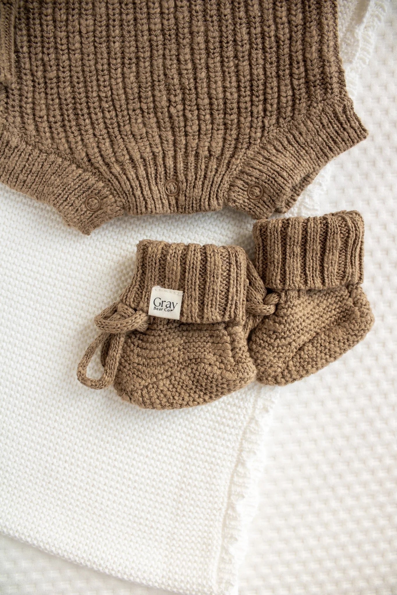 The Gray Bear Company Textured Booties vauvatossut, Chestnut