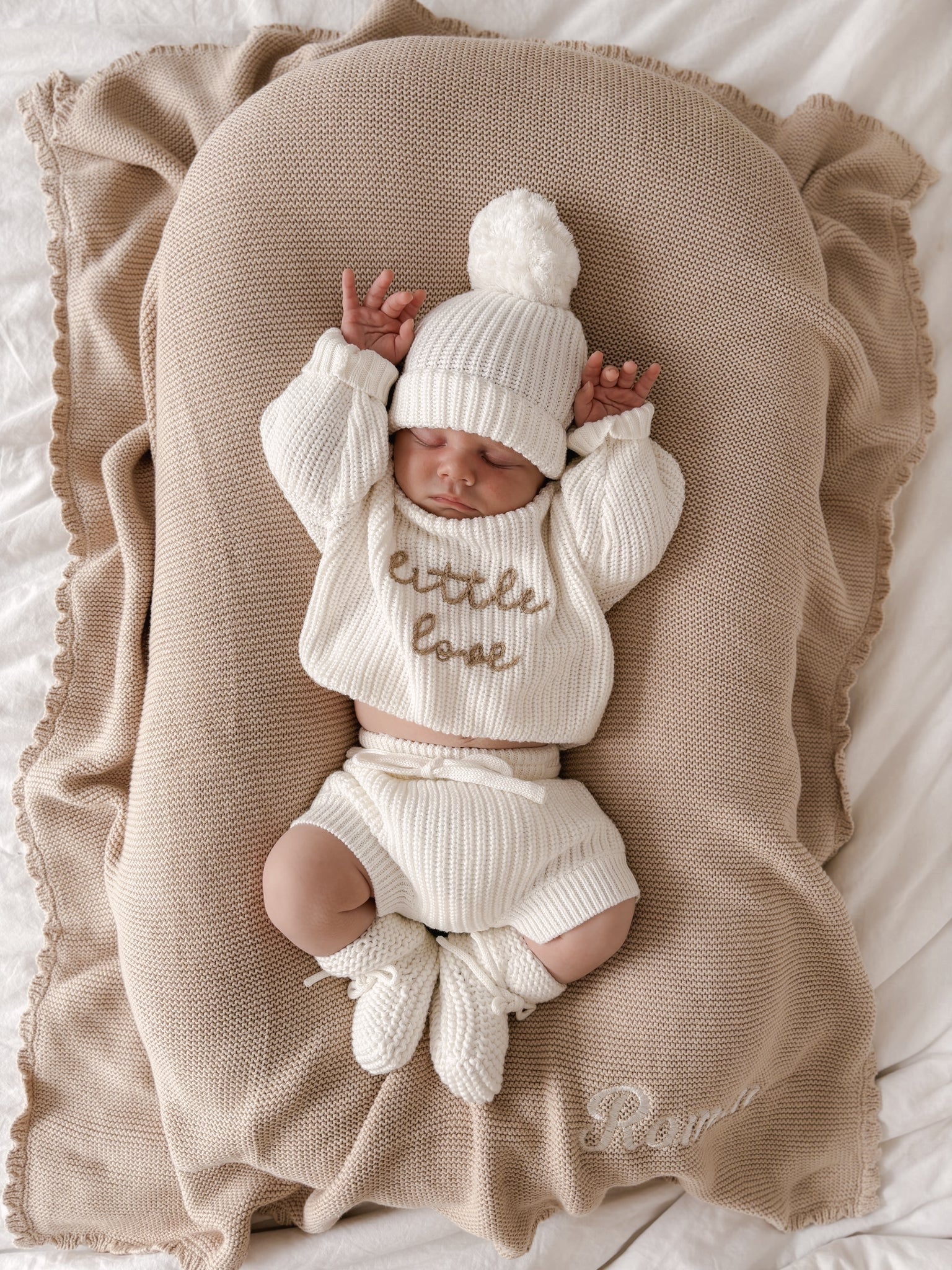 Blossom & Pear "Little Love" baby sweater, Milk