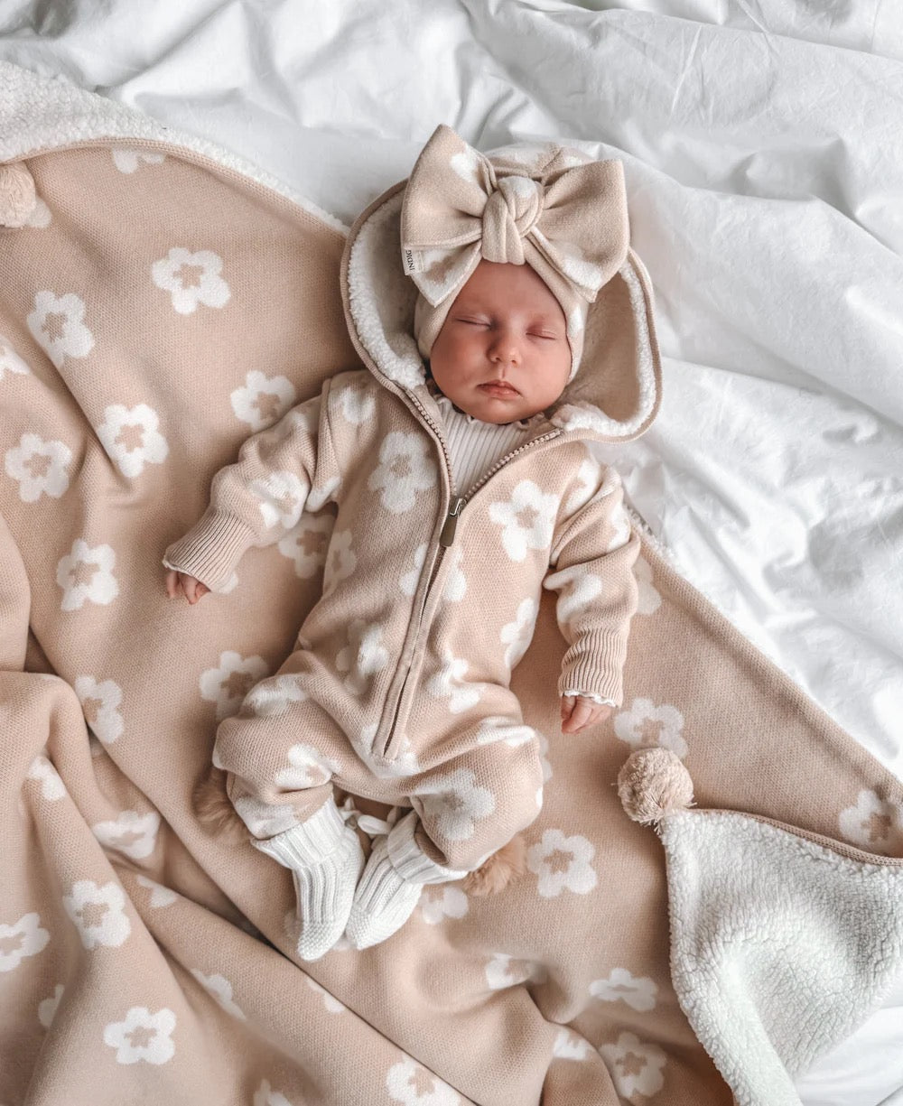 Indigo Dreams Lola Sherpa Hooded Romper, Oatmeal