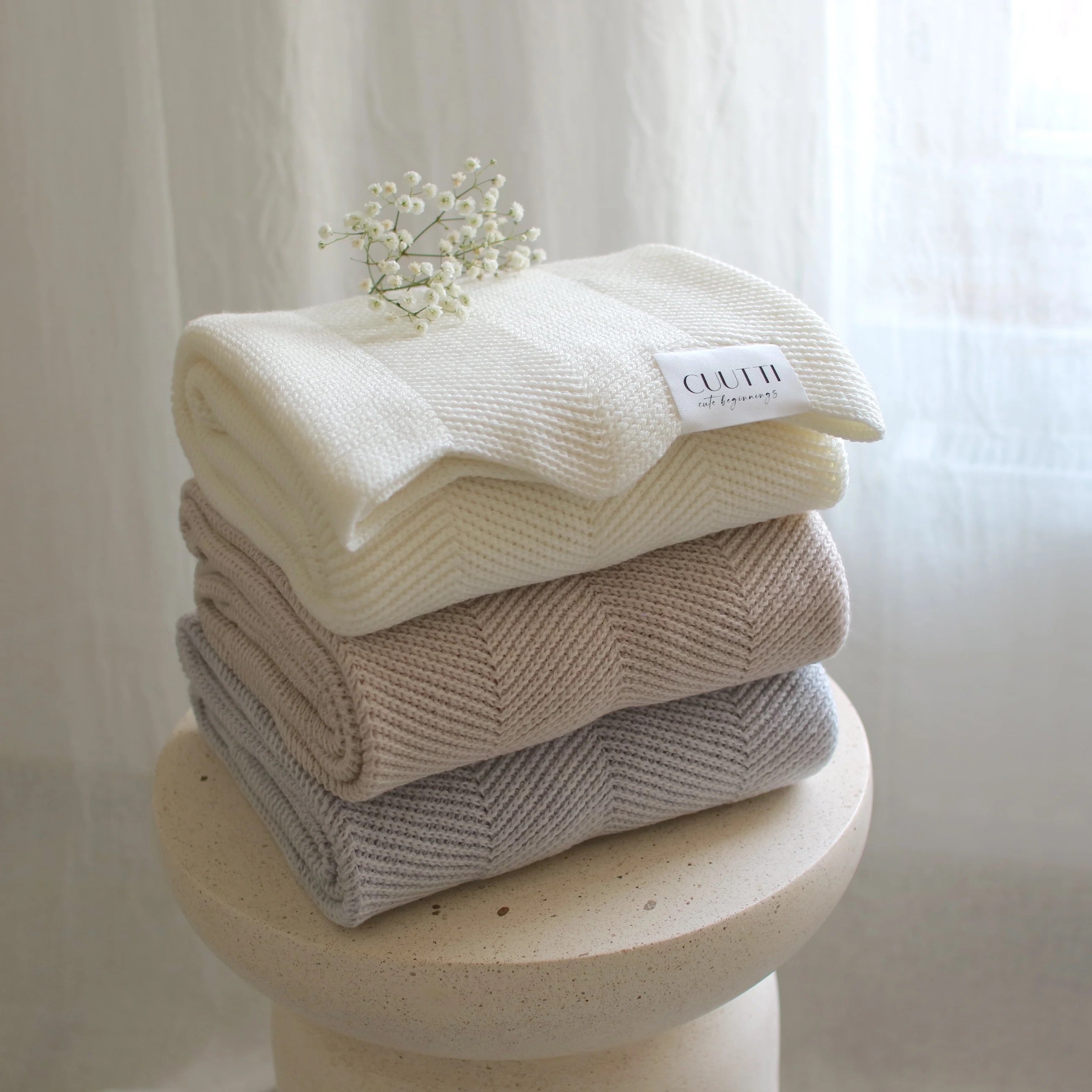 CUUTTI Merinovillapeitto Harmony, Ivory tai Rose Beige