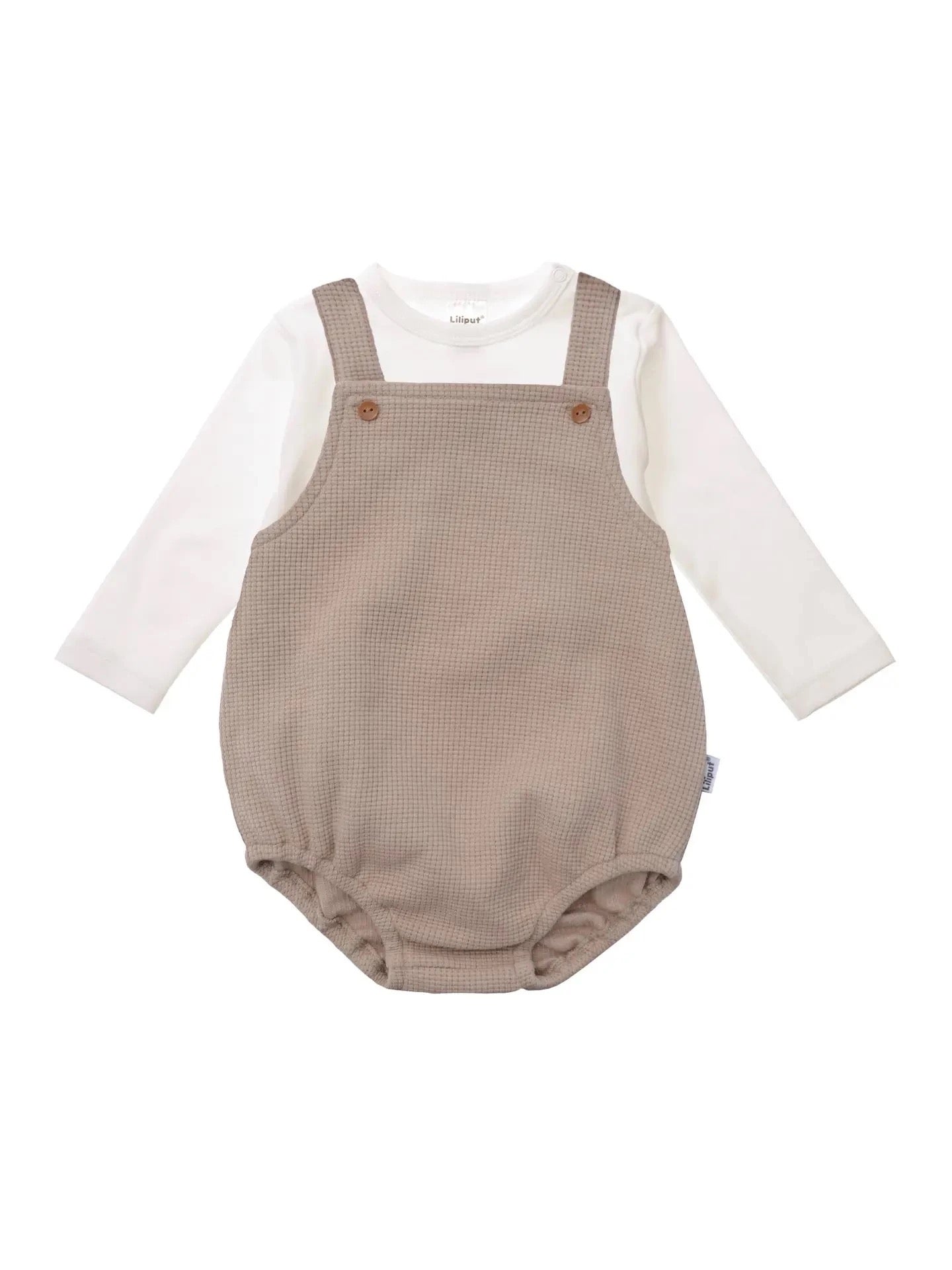 Liliput Suspender Romper Set, Beige