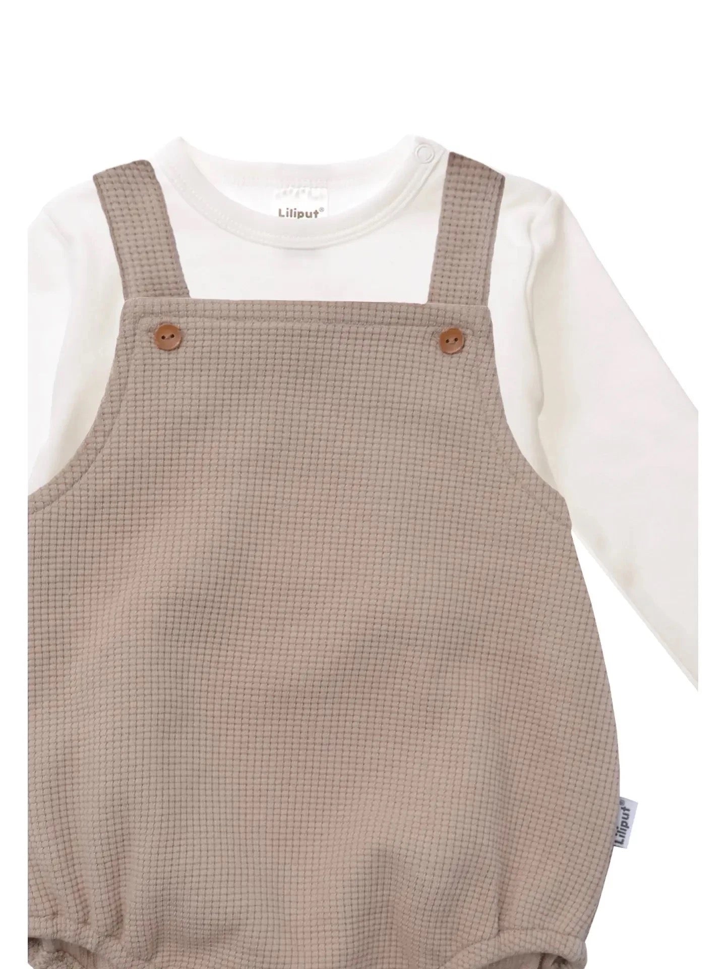 Liliput Suspender Romper Set, Beige