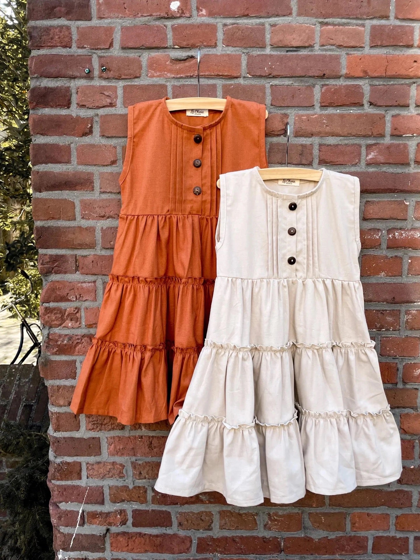 La Olivia Kids Isabella Dress, Beige or Terracotta