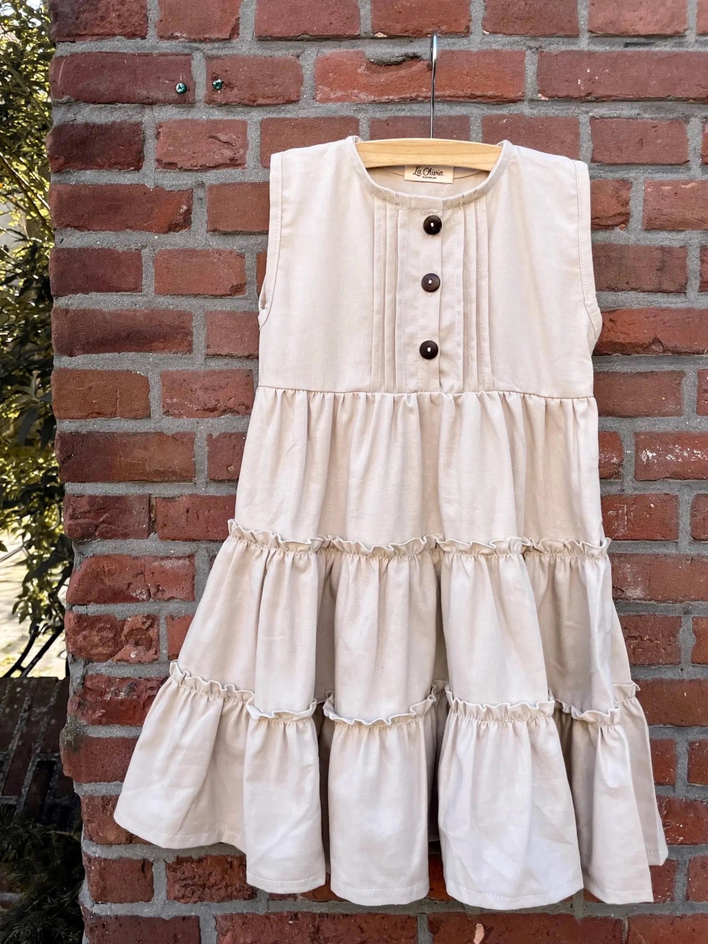 La Olivia Kids Isabella Dress, Beige or Terracotta