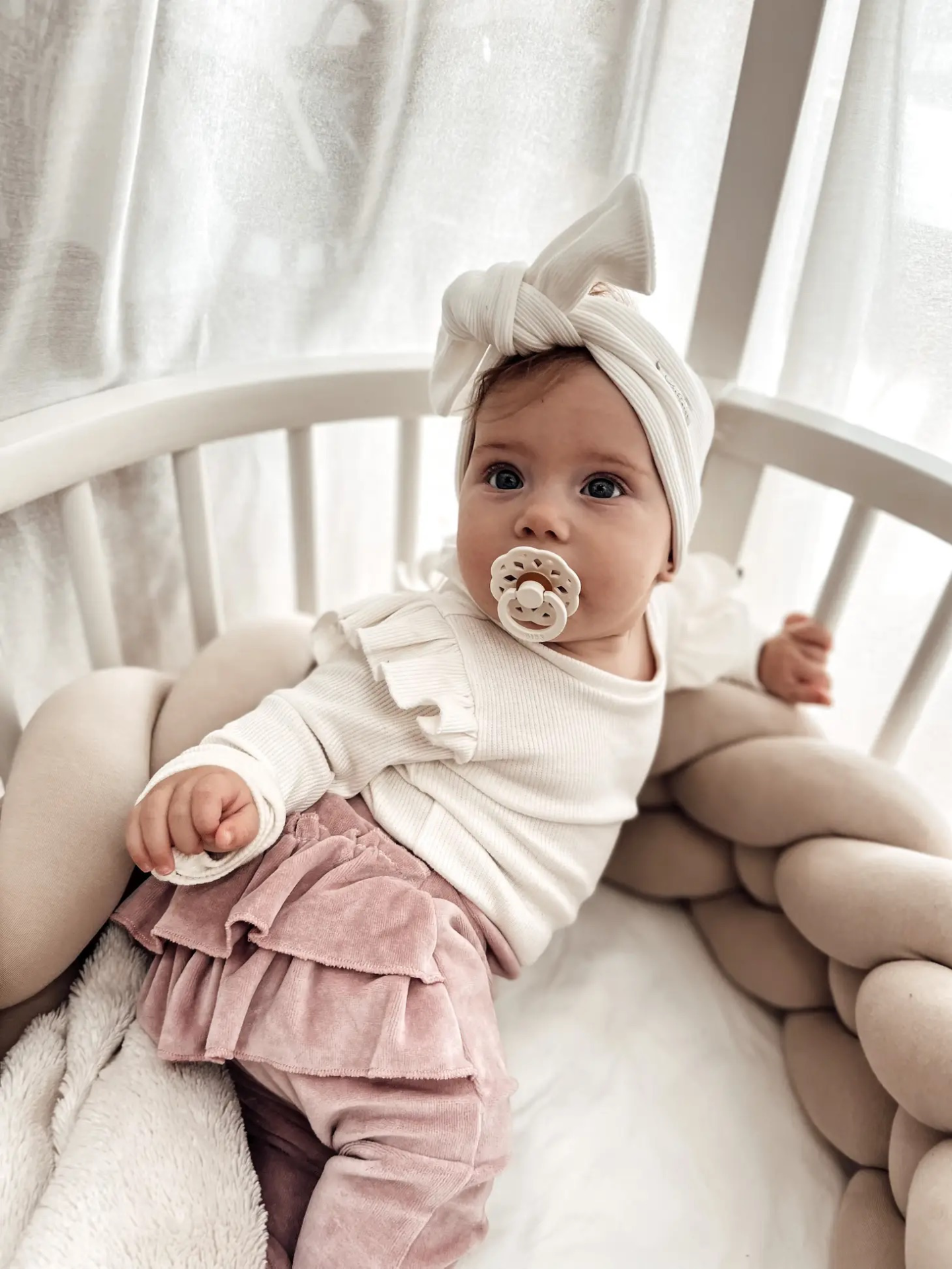 Petiteaude Creamy White Boho Bow Headband, Cream White