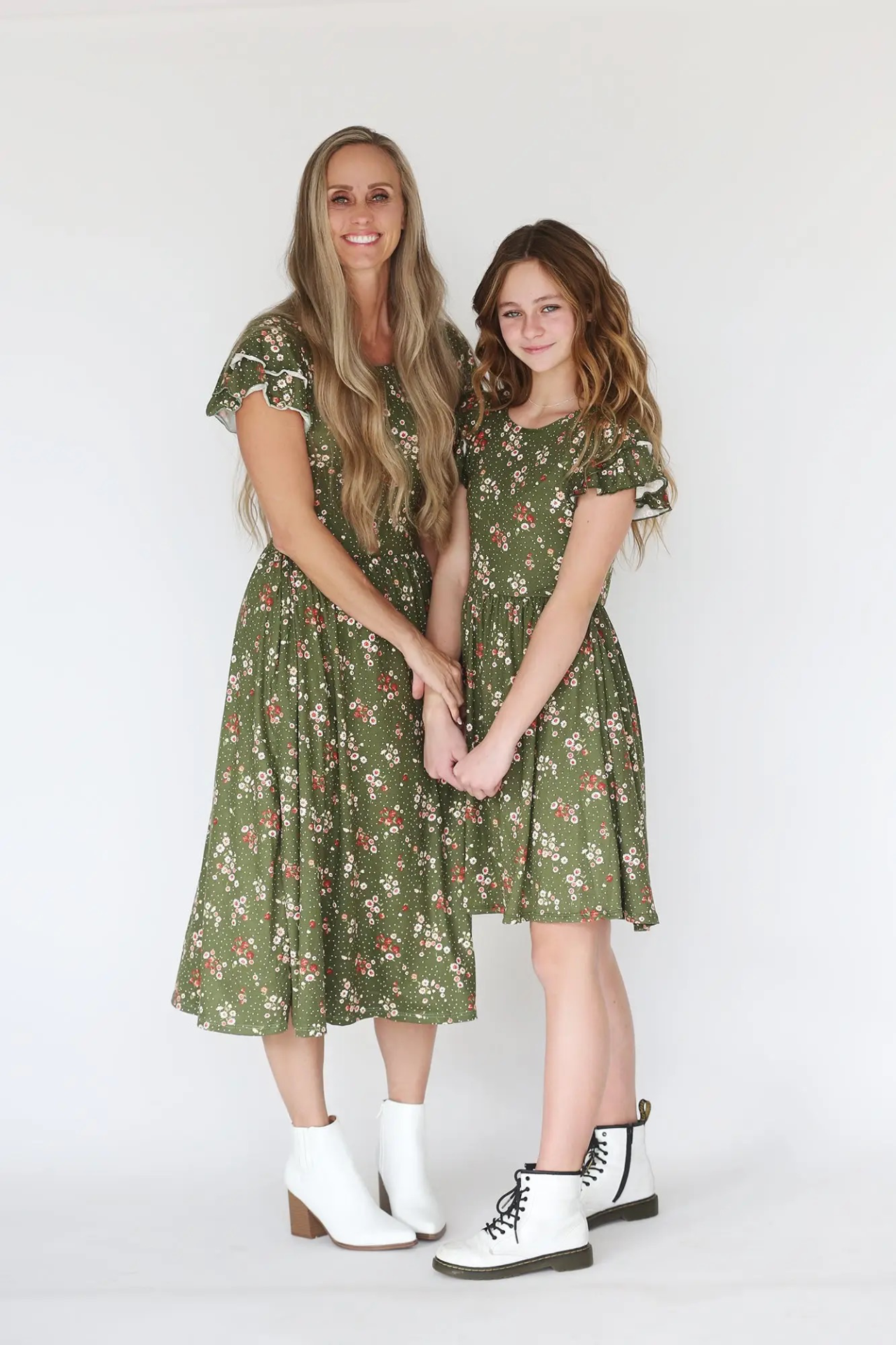 Woodmouse & Thistle Sophie Olive Floral Midi Dress, Mama