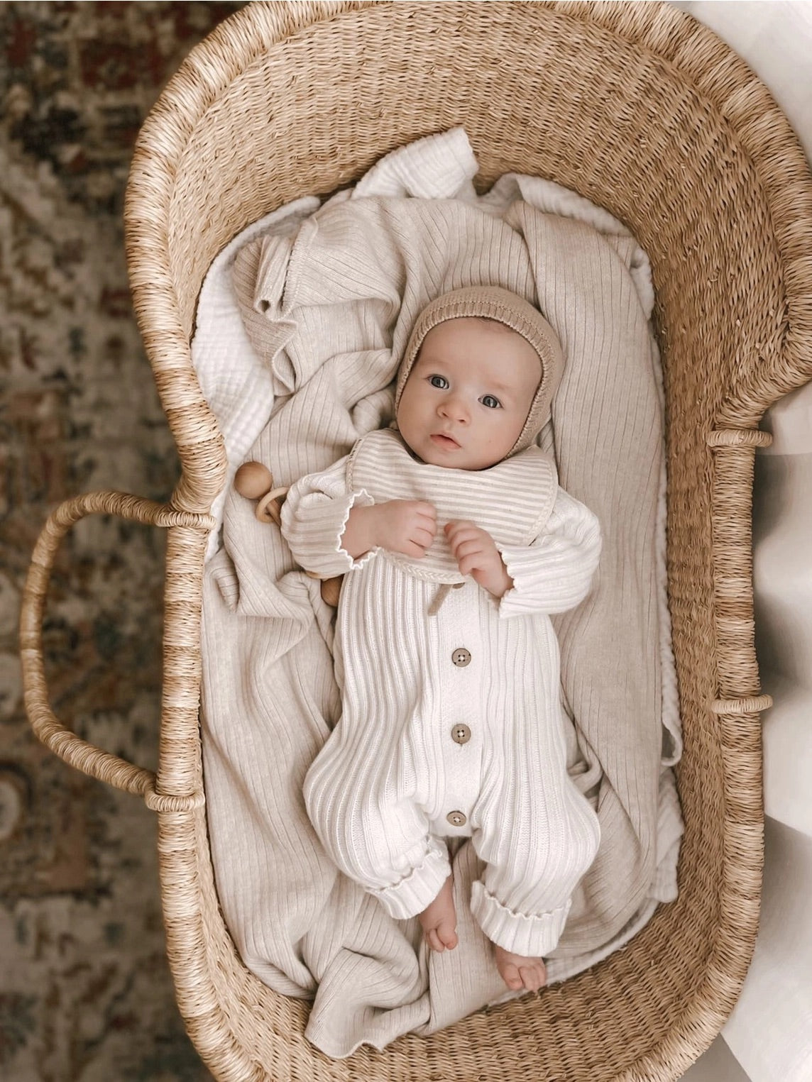 Little B's Nursery Ribbed Romper, Milk