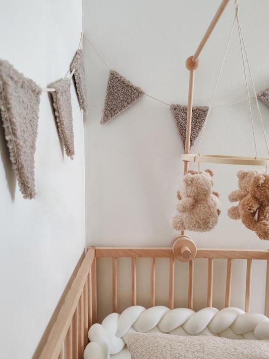 Babyly Teddy pennant ribbon, Cream or Taupe