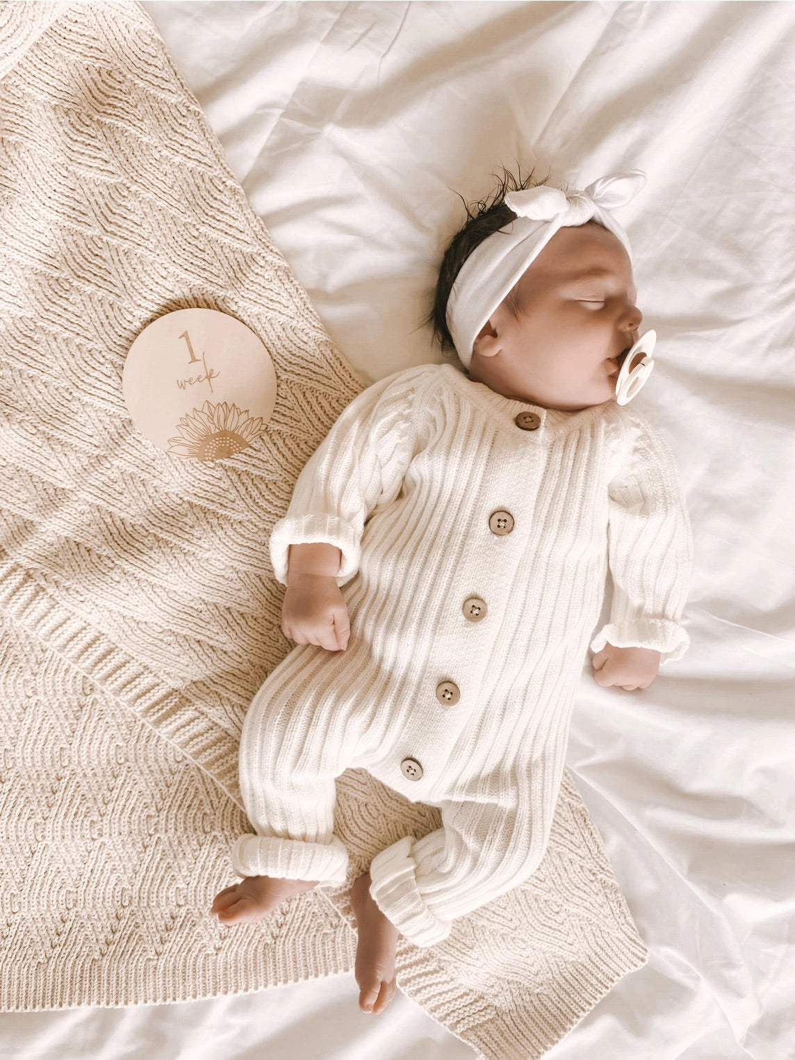 Little B's Nursery Ribbed Romper, Milk