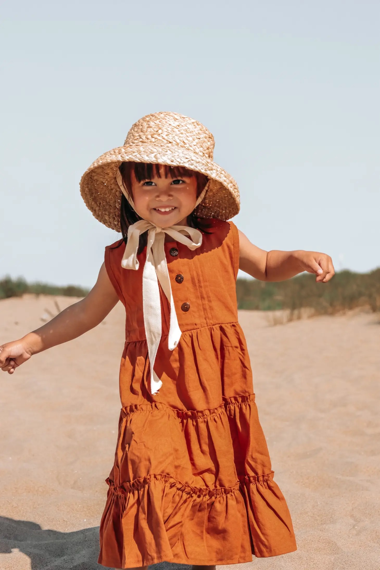 La Olivia Kids Isabella Dress, Beige or Terracotta