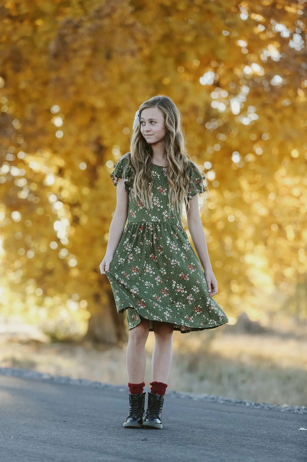 Woodmouse & Thistle Sophie Olive Floral -mekko, Mini