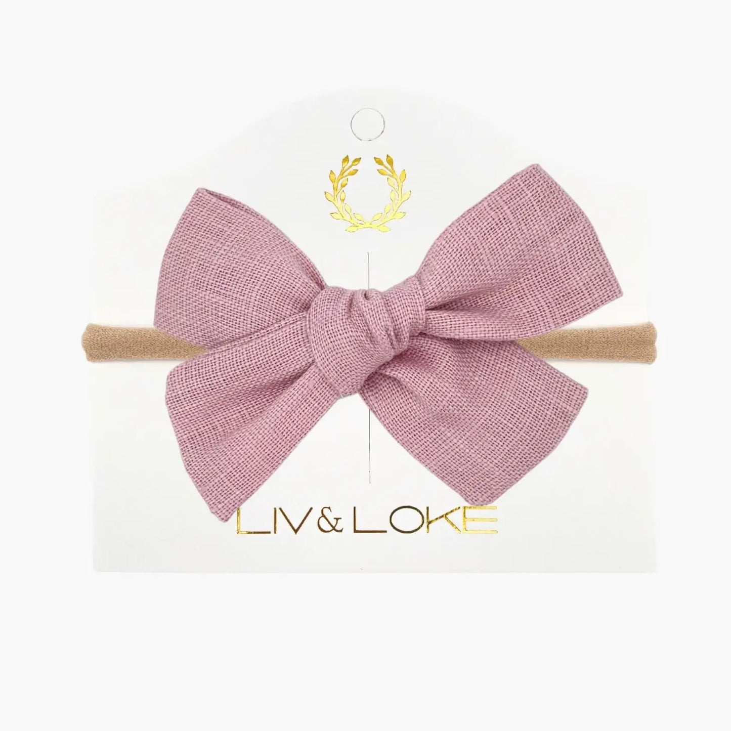 Liv & Loke Ester Linen Bow Tie, Old Pink
