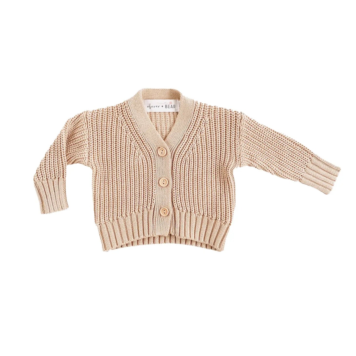 Clover + Bear Chunky Knit -neuletakki, Nougat