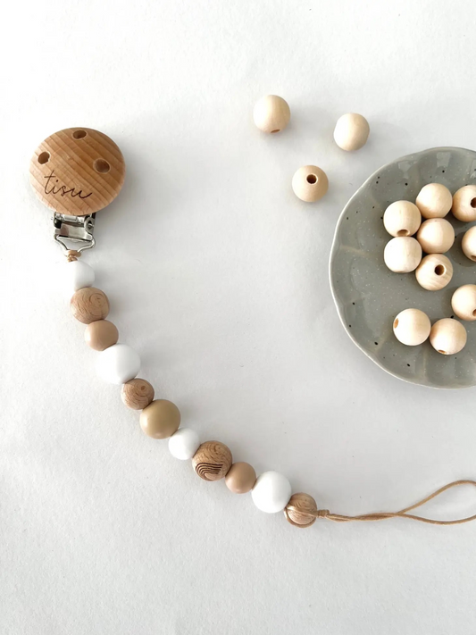 TISU Pacifier Clip, Beige