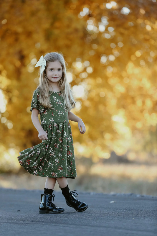 Woodmouse & Thistle Sophie Olive Floral -mekko, Mini
