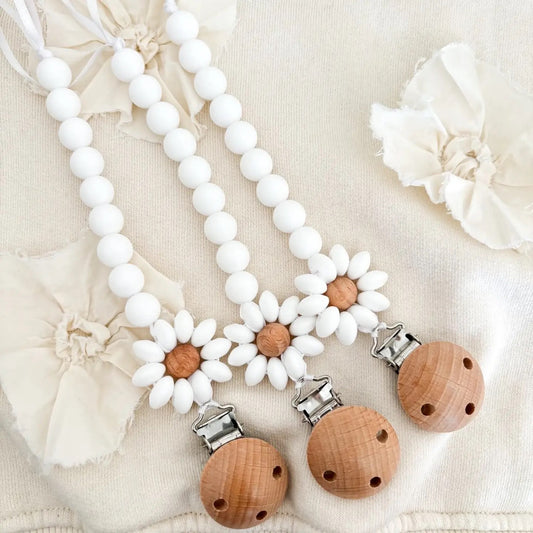CW Events White Flower Pacifier clip