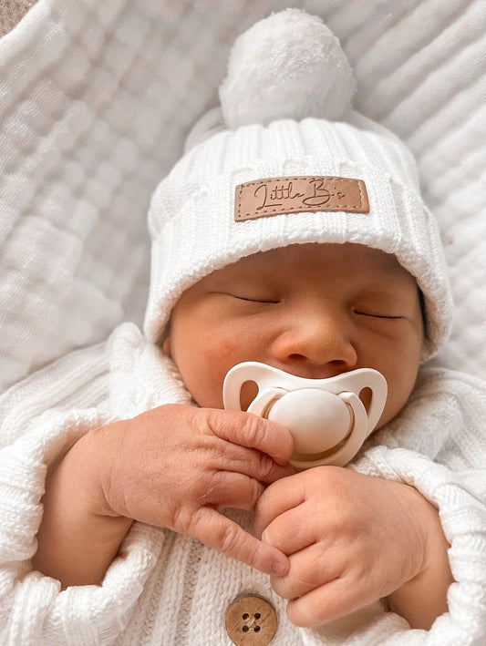 Little B's Nursery Ribbed Beanie - vauvan tupsupipo, Milk