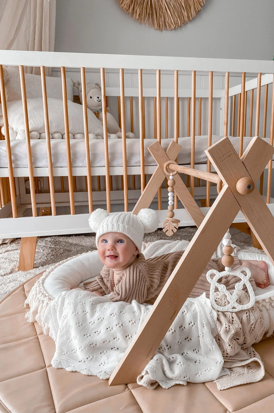 Little B's Nursery Double Pom Pom Beanie -vauvan tupsupipo, Milk