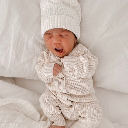 Petite + Co Everyday Ribbed Romper, Light Beige