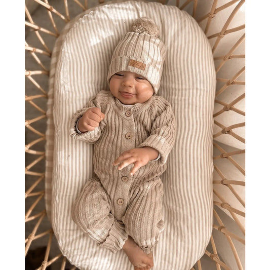 Little B's Nursery Ribbed Beanie -vauvan tupsupipo, Oak