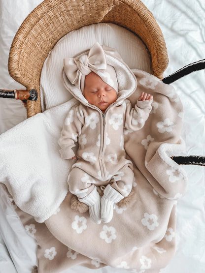 Indigo Dreams Lola Sherpa Hooded Romper, Oatmeal
