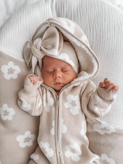 Indigo Dreams Lola Sherpa Hooded Romper, Oatmeal