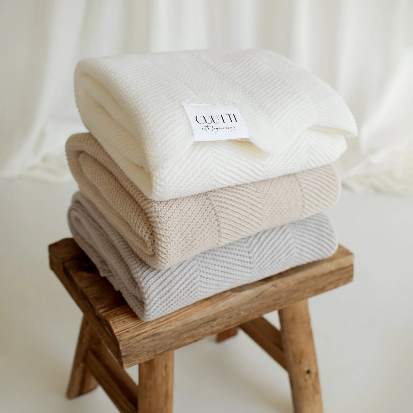 CUUTTI Merinovillapeitto Harmony, Ivory tai Rose Beige