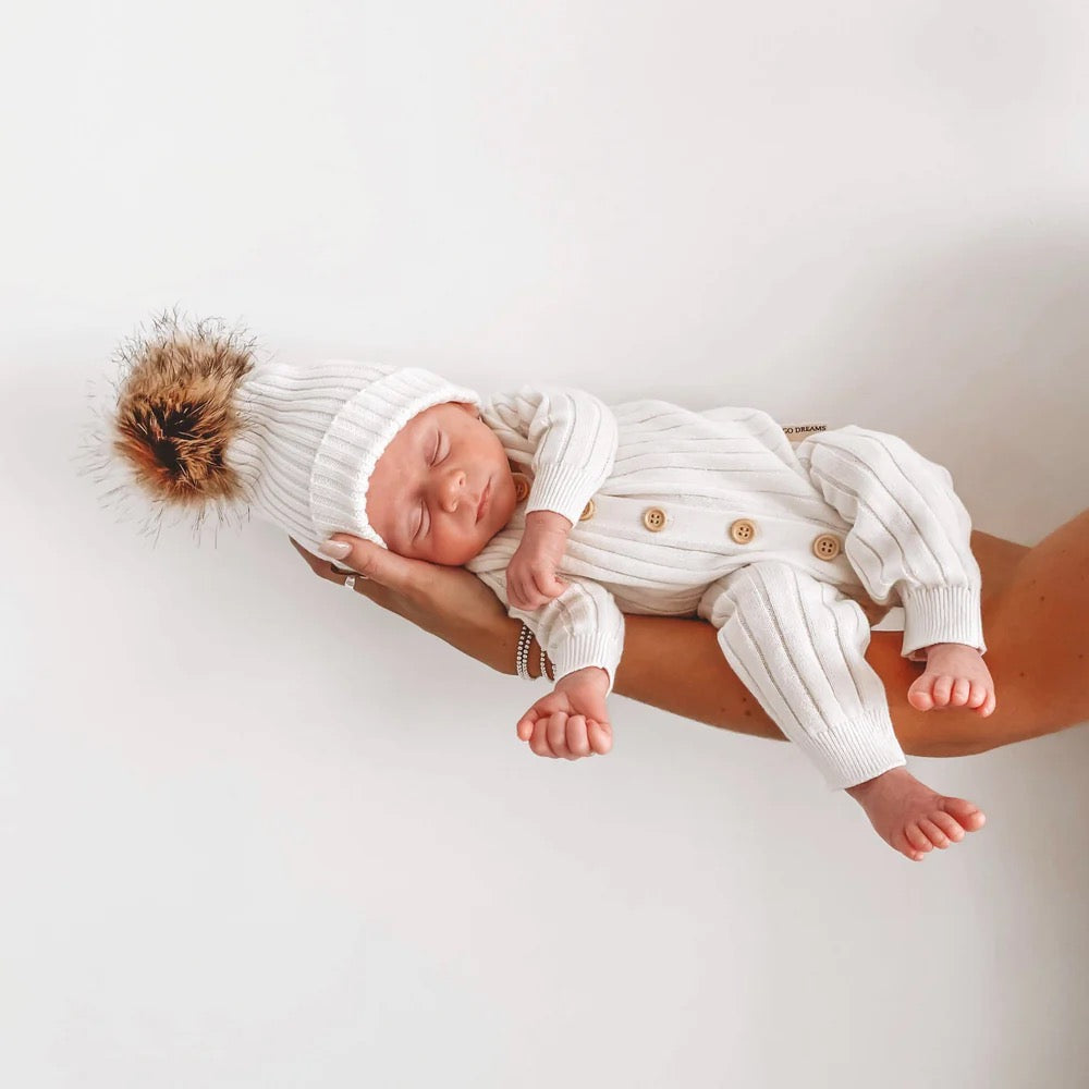 Indigo Dreams Vanilla Romper vauvan neulehaalari