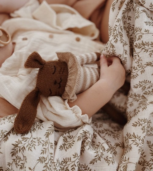 Main Sauvage Bunny Plush Toy, Sand Striped Romper