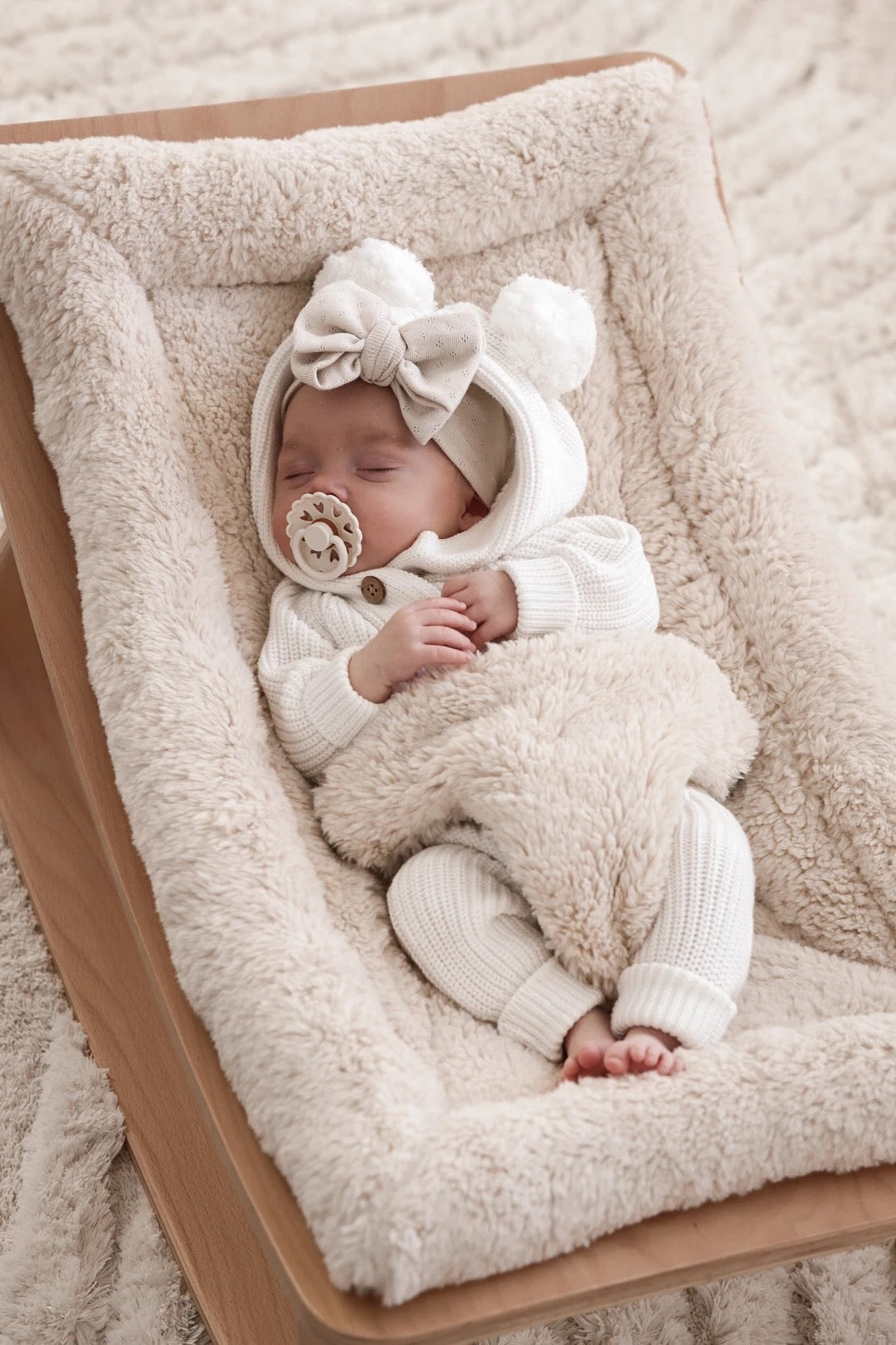 Little B's Nursery Classic Knit Hoodie, Milk