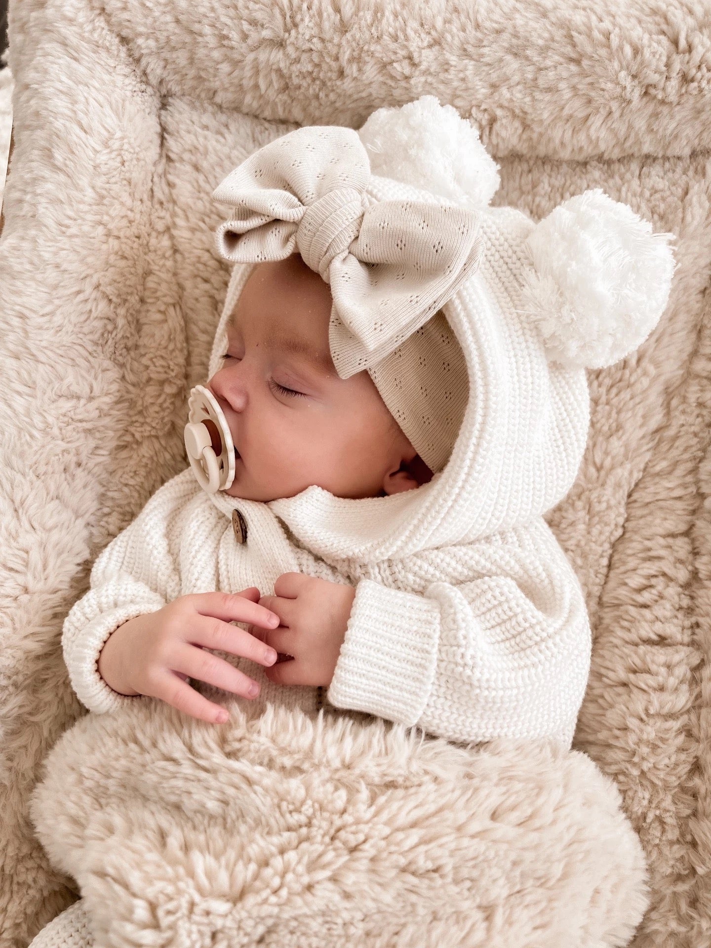 Little B's Nursery Classic Knit Hoodie, Milk