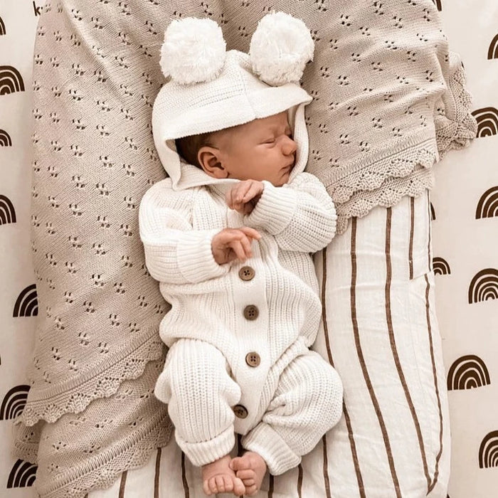 Little B's Nursery Classic Knit Hoodie, Milk