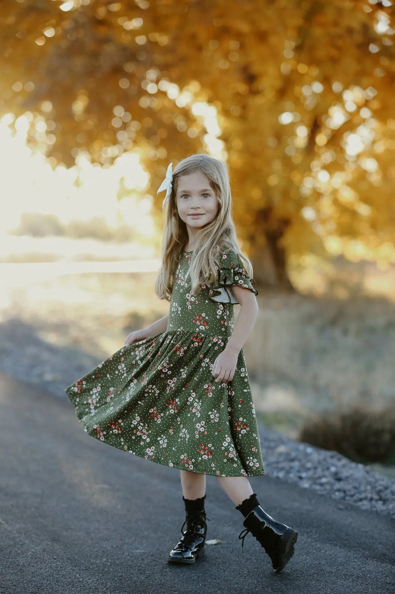 Woodmouse & Thistle Sophie Olive Floral -mekko, Mini