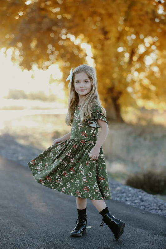 Woodmouse & Thistle Sophie Olive Floral -mekko, Mini
