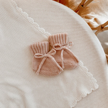 Blossom &amp; Pear vauvan neuletossut Mini Knit Booties, pehmeä puuvillainen neule pinkki