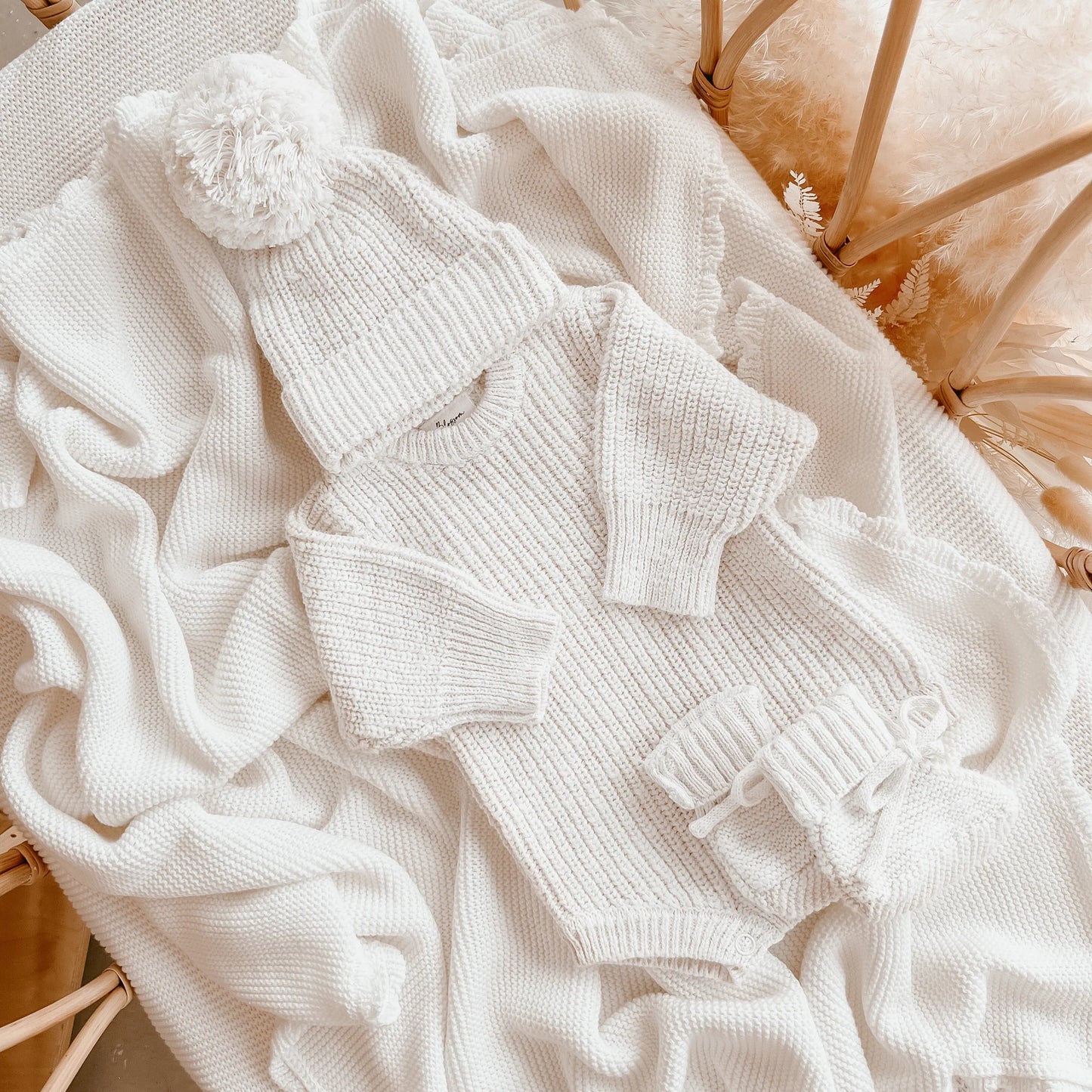 Chunky Knit Beanie - vauvan tupsupipo, Cloud